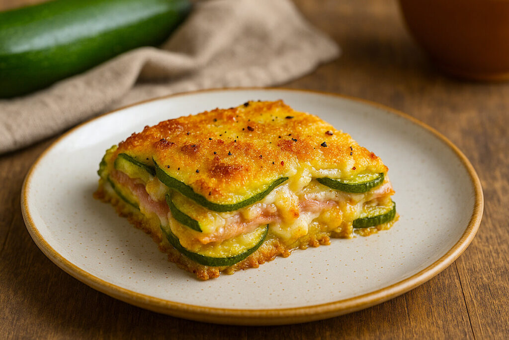 Parmigiana bianca di zucchine in friggitrice ad aria