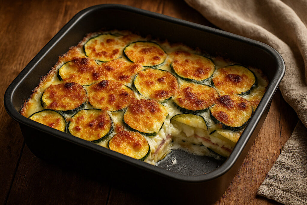 Parmigiana bianca di zucchine in friggitrice ad aria