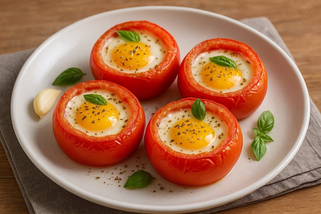 Pomodori con uovo in friggitrice ad aria