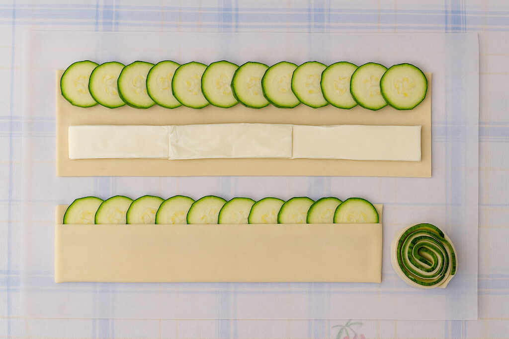 Rose di pasta sfoglia con zucchine 1 Rose di pasta sfoglia con zucchine