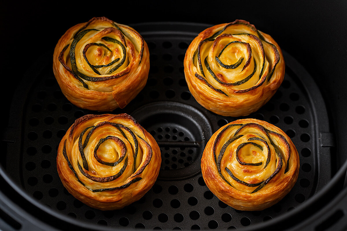 Rose di pasta sfoglia con zucchine e formaggio in friggitrice ad aria: l’aperitivo veloce e irresistibile con soli 3 ingredienti