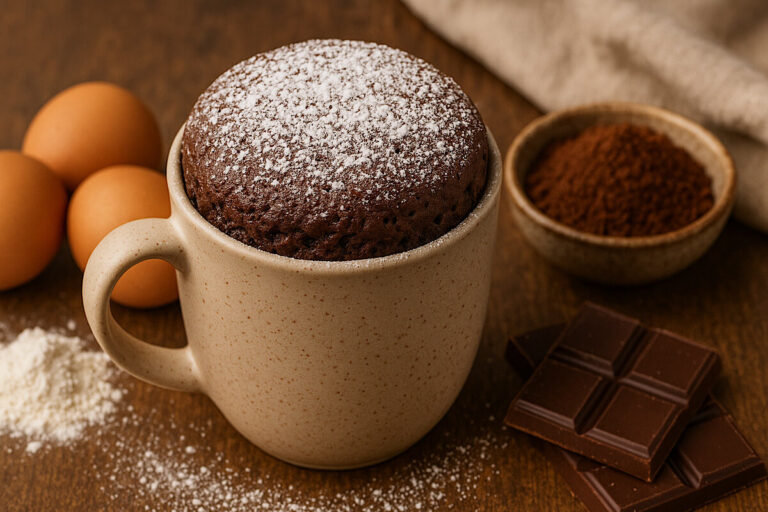 Torta in tazza in friggitrice ad aria, il dolce veloce che ti salva la voglia di cioccolato