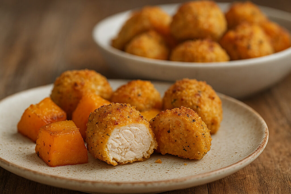 Bocconcini di pollo e zucca in friggitrice ad aria