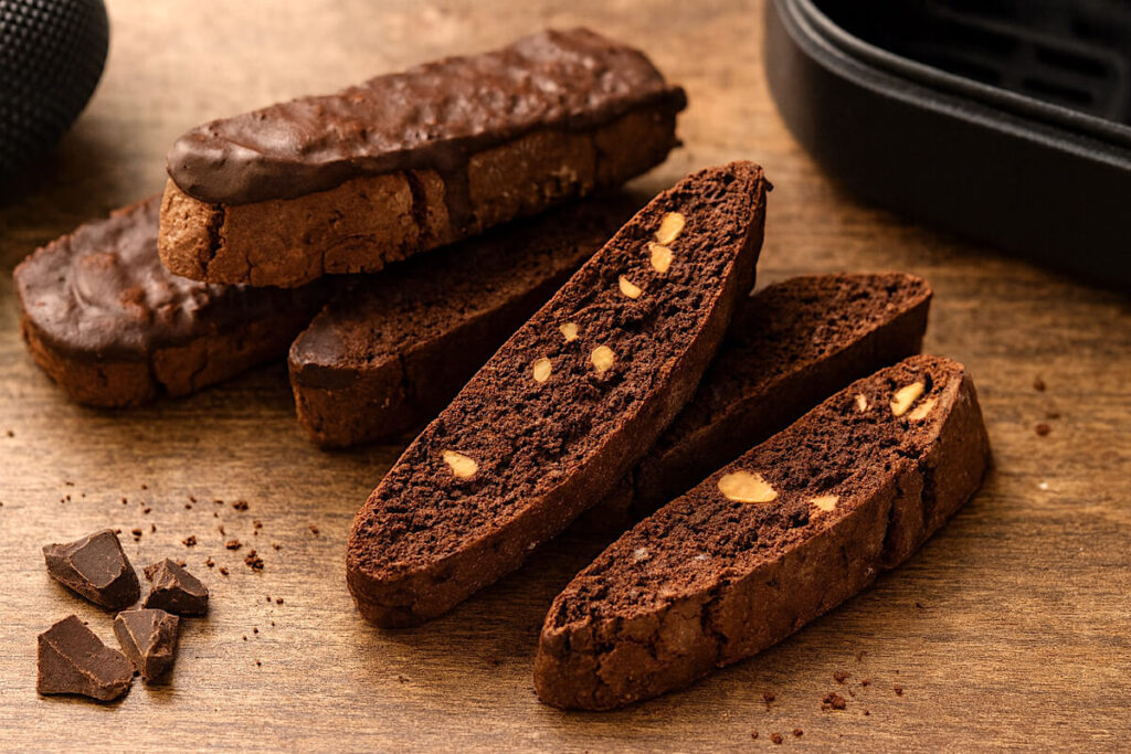 Cantucci al cioccolato in friggitrice ad aria
