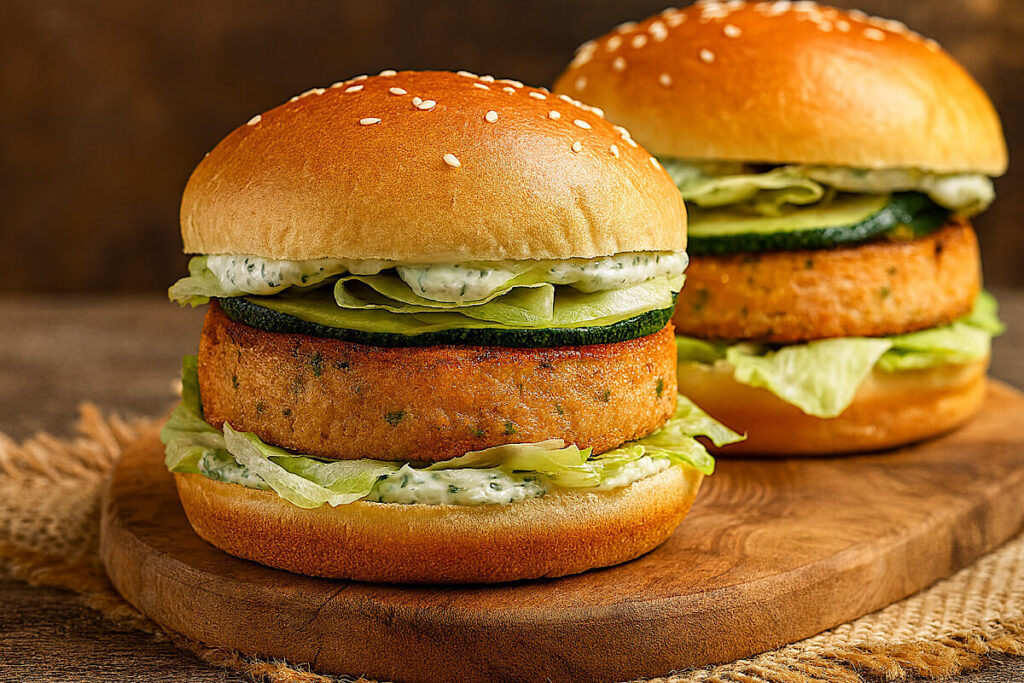 Hamburger di salmone in friggitrice ad aria