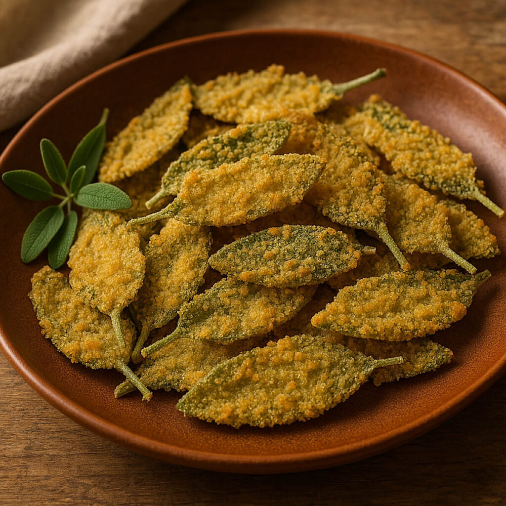 Salvia fritta in friggitrice ad aria (o in forno) Salvia fritta in friggitrice ad aria (o in forno)
