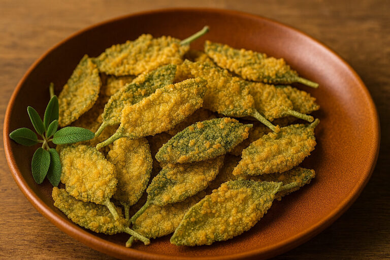 Salvia impanata (senza pastella) in friggitrice ad aria (o in forno): croccante, leggera e pronta per l’aperitivo in 12 minuti