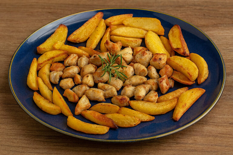 Svolta la cena con questi bocconcini di pollo al rosmarino (con patate) in friggitrice ad aria