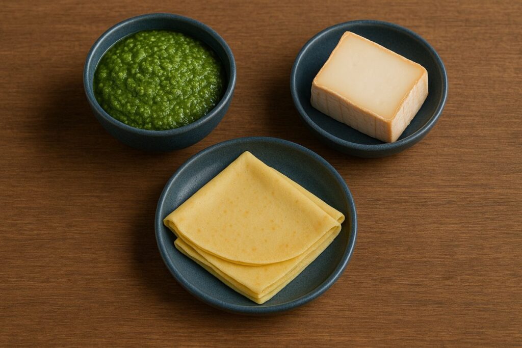 crepes con pesto e riccioli di taleggio in friggitrice ad aria ingredienti crepes con pesto e riccioli di taleggio in friggitrice ad aria ingredienti