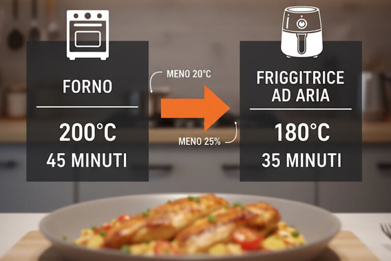 Come adattare una ricetta del forno alla friggitrice ad aria senza sbagliare più! (tempi + temperatura)