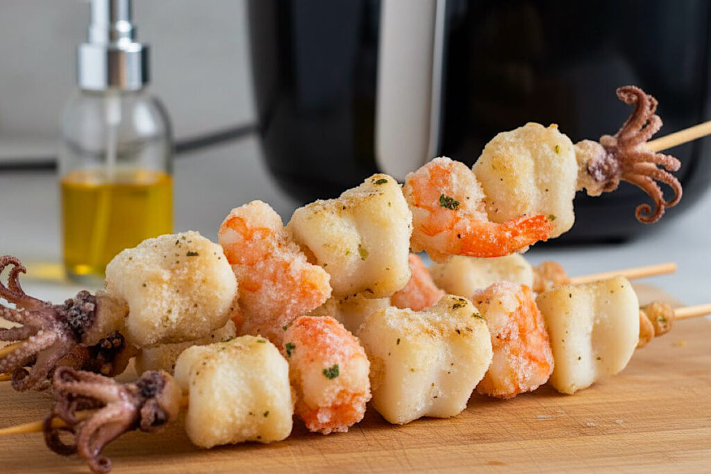 Spiedini di pesce in friggitrice ad aria 2 Spiedini di pesce in friggitrice ad aria