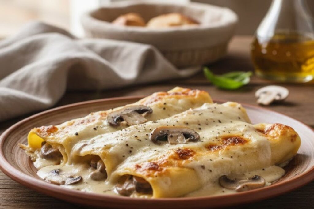 cannelloni cremosi ai funghi