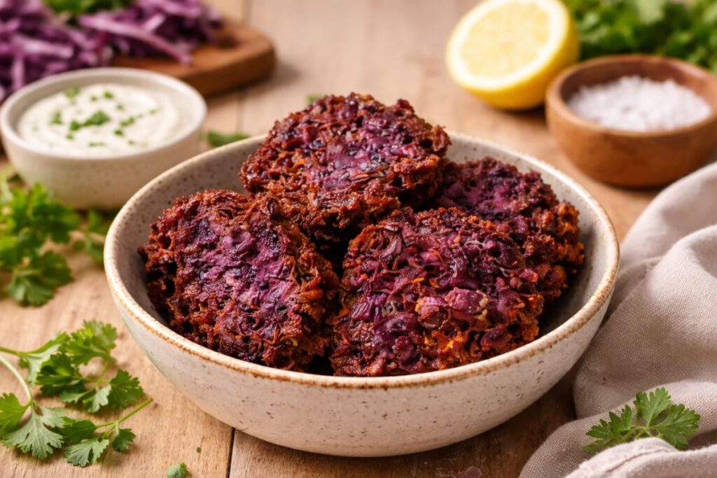 Frittelline di cavolo viola in friggitrice ad aria