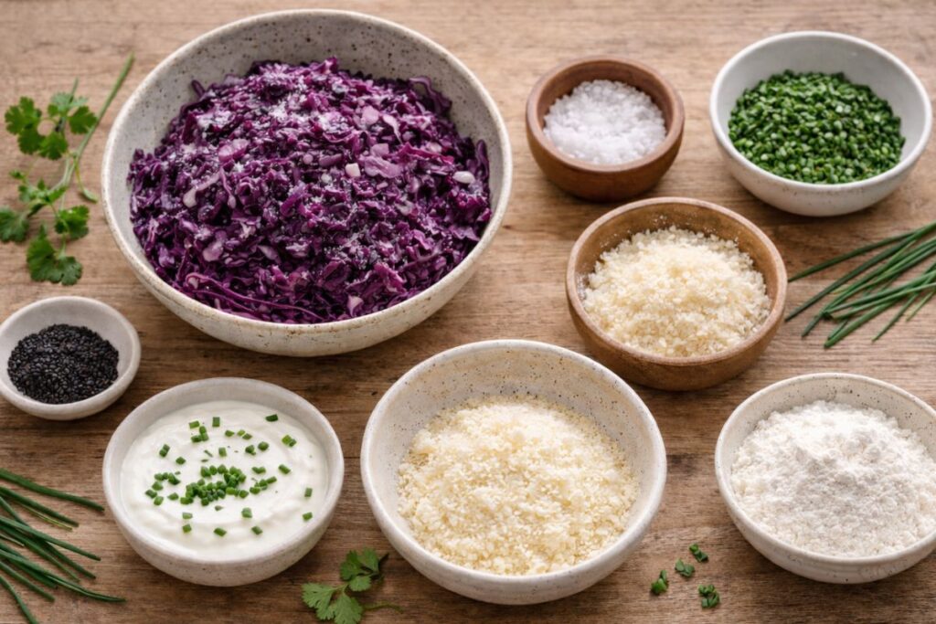 Frittelline di cavolo viola in friggitrice ad aria, ingredienti