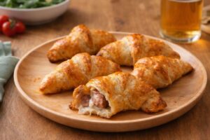 Aperitivo velocissimo in friggitrice ad aria: cornettini con salsiccia e taleggio. Così invitanti che spariranno in un secondo
