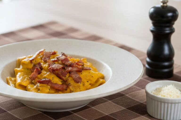Cuoci la zucca con la friggitrice ad aria e prova i paccheri cremosi con brie e pancetta