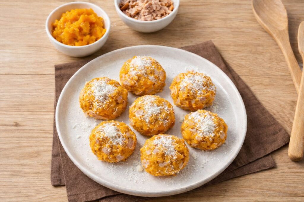 polpette di zucca e tonno in friggitrice ad aria