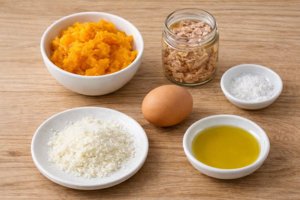 polpette di zucca e tonno in friggitrice ad aria, ingredienti