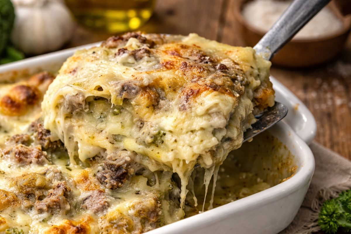 Con crema di broccoli e salsiccia, queste lasagne in friggitrice ad aria diventeranno le tue preferite