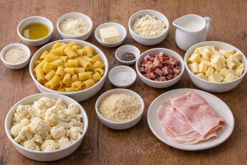 Pasta con cavolfiore e speck in friggitrice ad aria, ingredienti