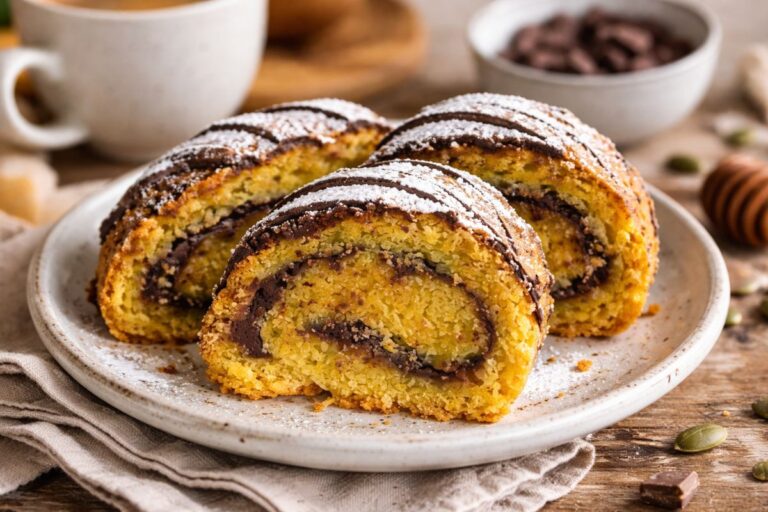 Frolla alla zucca e ripieno cioccolatoso… cotto in friggitrice ad aria! Il rotolo da provare