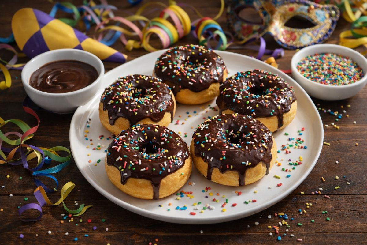 La colazione di Carnevale in friggitrice ad aria: ciambelline Arlecchino, buone e coloratissime
