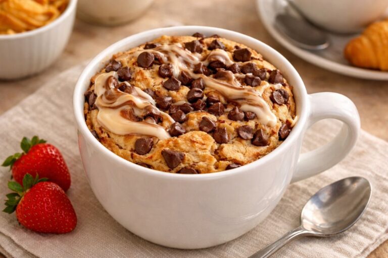 Senza uova e in friggitrice ad aria: cookies al cioccolato in tazza (ricetta light)