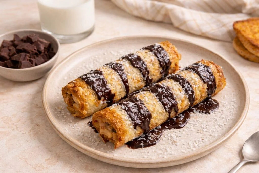 french toast roll al cioccolato in friggitrice ad aria