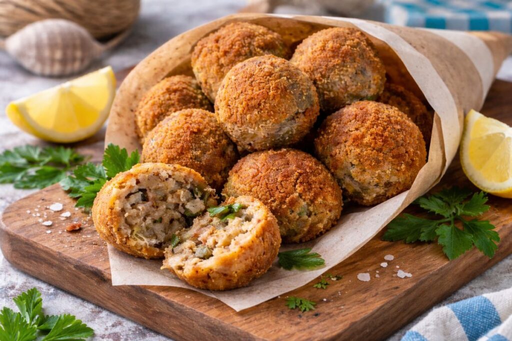 polpette di pesce spada e melanzane in friggitrice ad aria