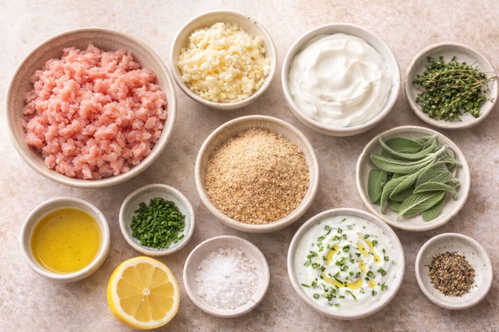 Crocche di tacchino e yogurt in friggitrice ad aria, ingredienti