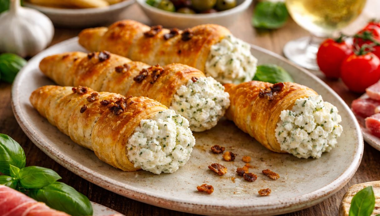 Eliche di pasta sfoglia salate in friggitrice ad aria, ripiene con ricotta: facili e perfetti per fare bella figura