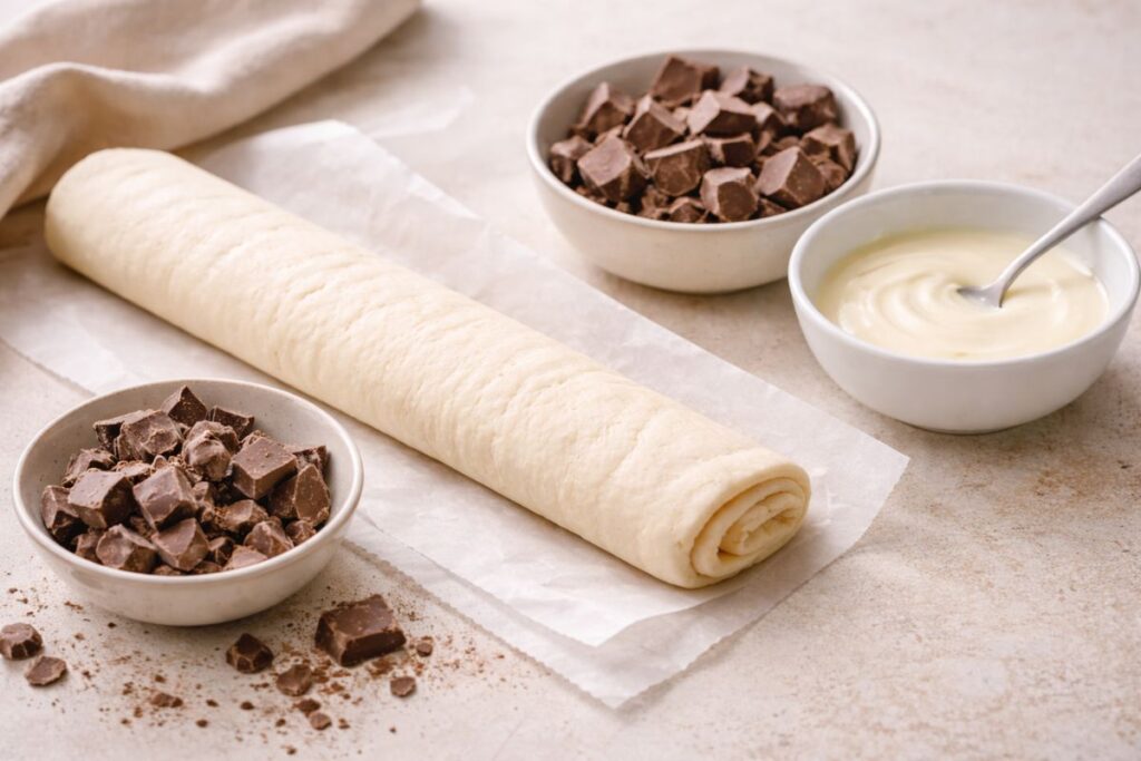 Rolls con il cioccolato delle uova di Pasqua in friggitrice ad aria, ingredienti