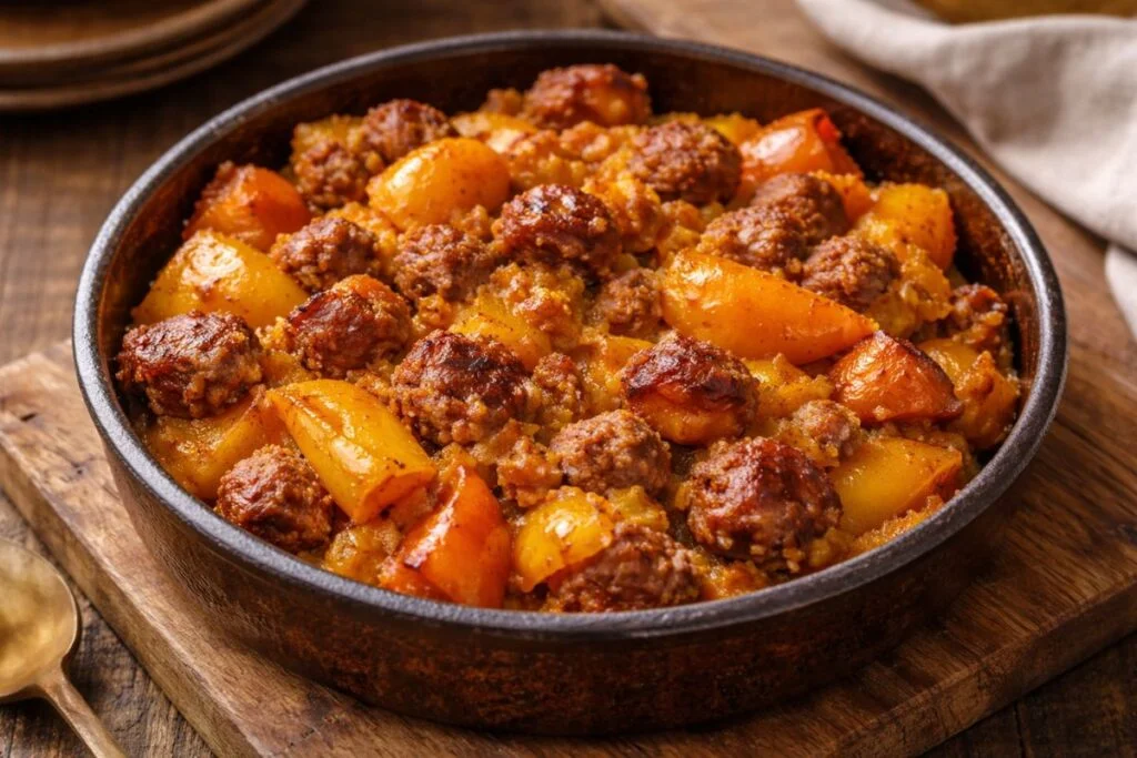 Salsiccia con peperoni croccanti in friggitrice ad aria