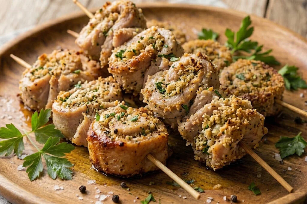 Spiedini di tacchino ripieni in friggitrice ad aria