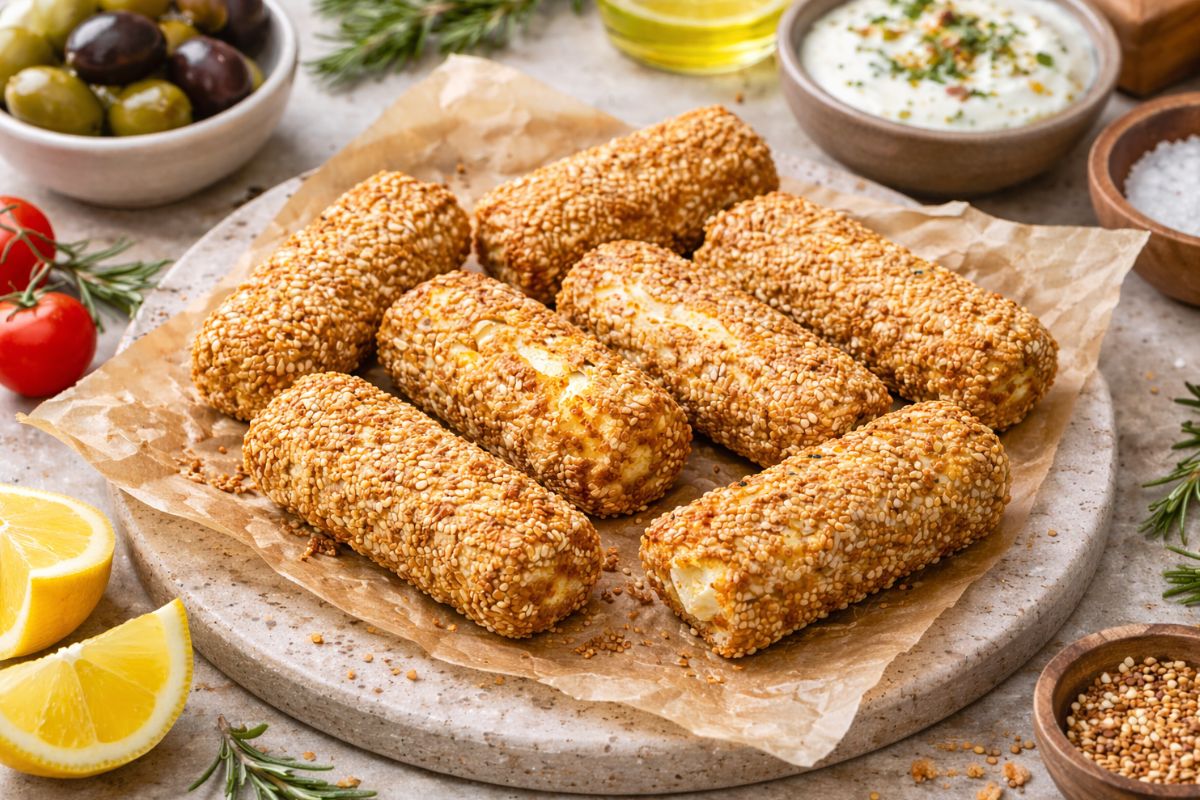 Scrocchiarella ma filante: è la feta impanata con i semi di sesamo in friggitrice ad aria
