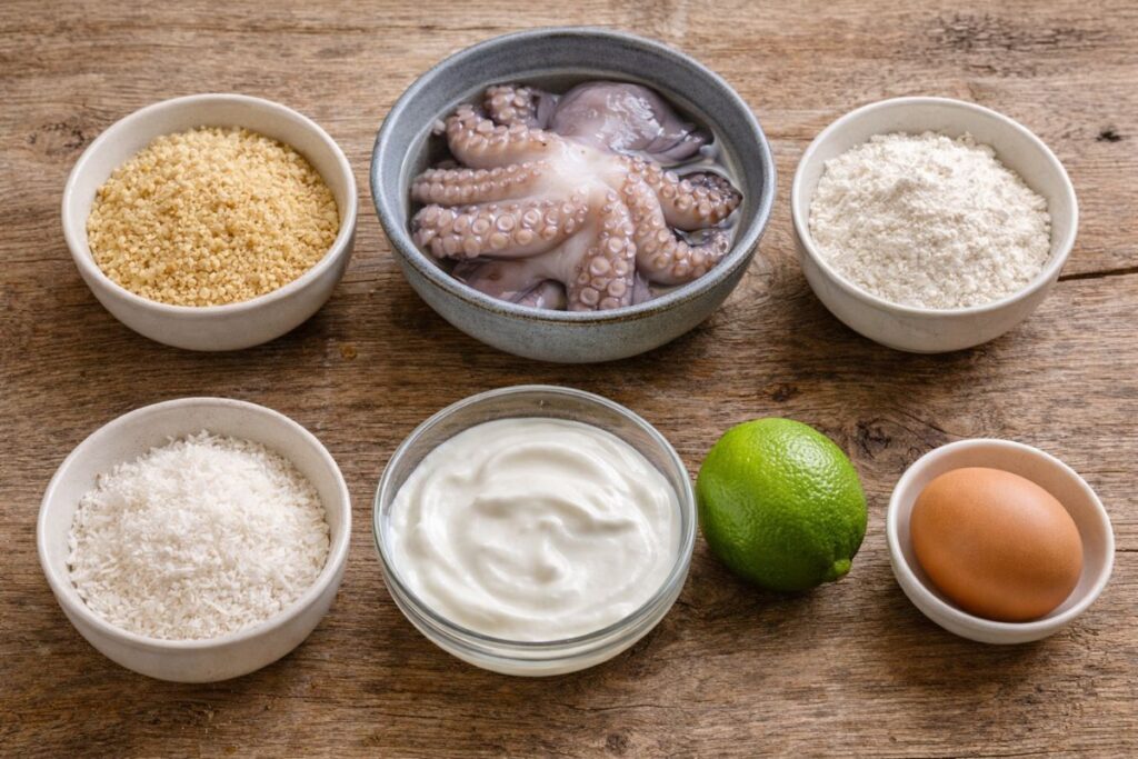 tentacoli di polpo panati in friggitrice ad aria, ingredienti