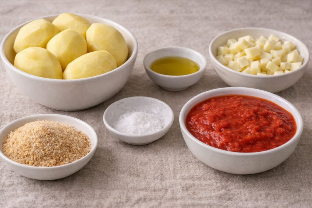 tortini di patate alla pizzaiola in friggitrice ad aria, ingredienti