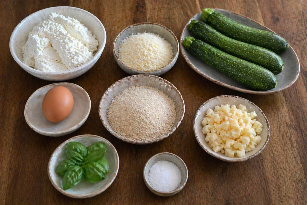 Crocchette con zucchine e provolone in friggitrice ad aria, ingredienti