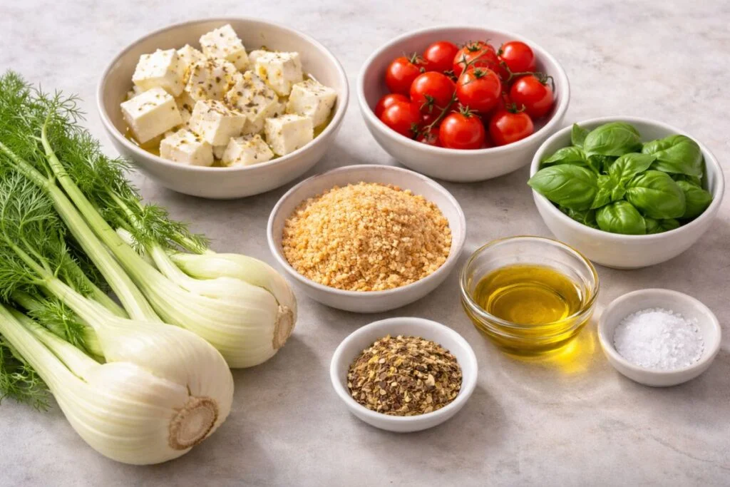 Feta e finocchi in friggitrice ad aria, ingredienti