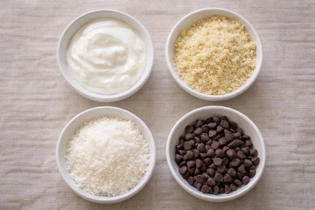 Palline con cocco e cioccolato in friggitrice ad aria, ingredienti