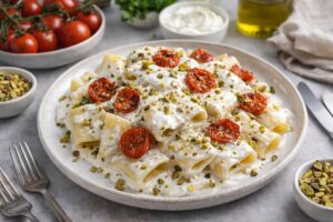 Pasta cremosa con pomodorini confit in friggitrice ad aria