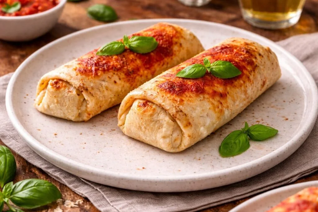 Piadina arrotolata al gusto pizza in friggitrice ad aria