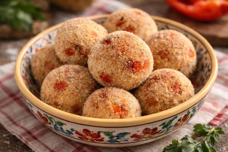 Così buone che spariranno in poco tempo: polpette patate e peperoni super veloci in friggitrice ad aria