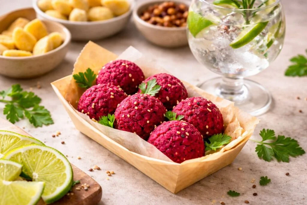 Polpettine di barbabietola e ceci in friggitrice ad aria