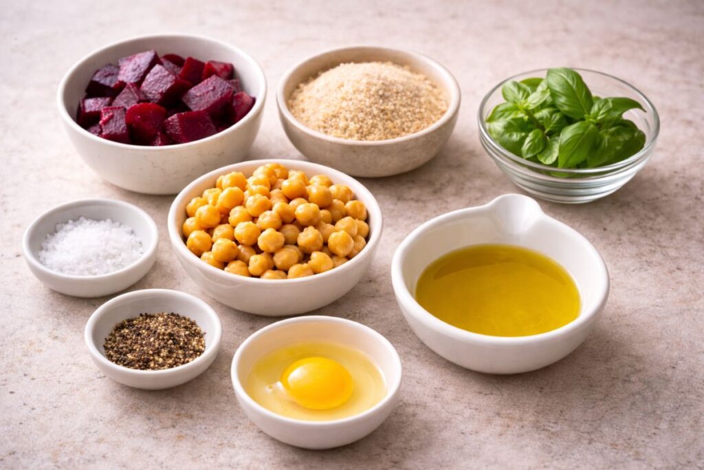 Polpettine di barbabietola e ceci in friggitrice ad aria ingredienti Polpettine di barbabietola e ceci in friggitrice ad aria, ingredienti