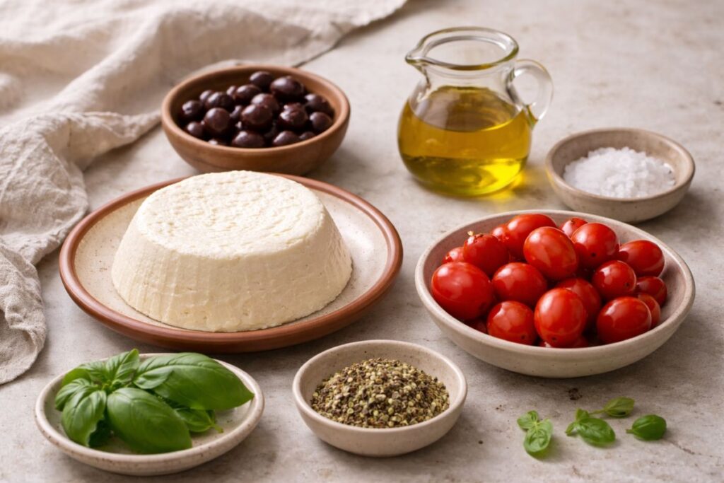 Ricotta con pomodorini in friggitrice ad aria, ingredienti