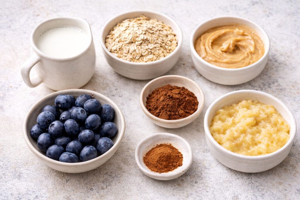 Torta con fiocchi di avena al cioccolato in friggitrice ad aria, ingredienti