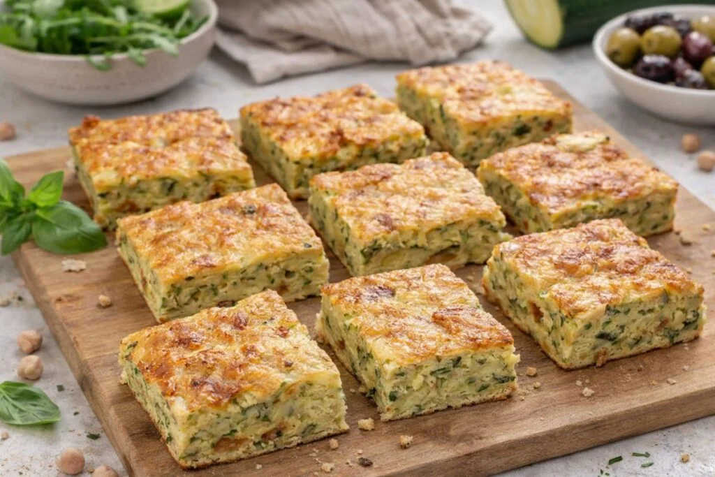 Torta salata con farina di ceci e zucchine in friggitrice ad aria