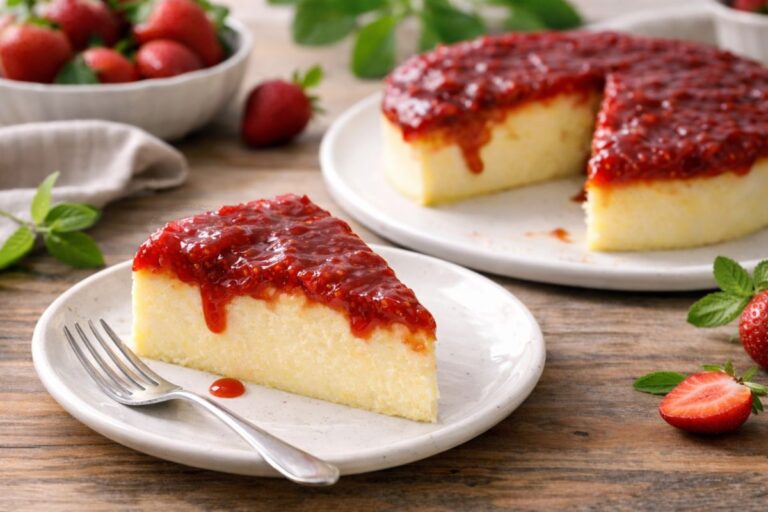 Senza farina e senza lievito, ma con tante fragole e ricotta: la tortina fit in friggitrice ad aria