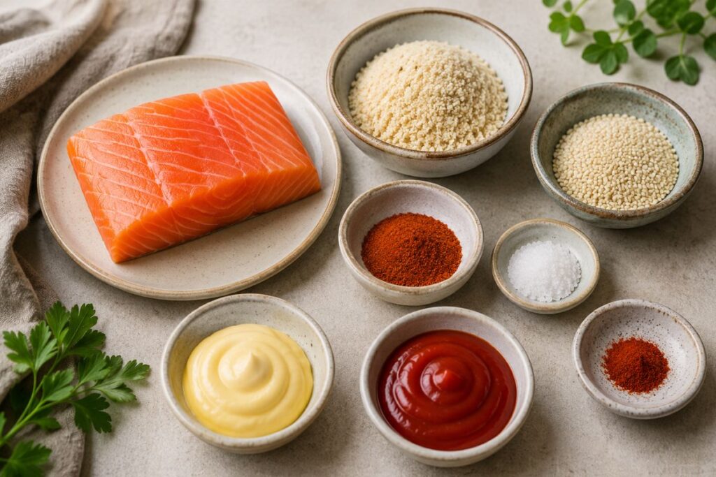 Bocconcini di salmone con salsina in friggitrice ad aria, ingredienti